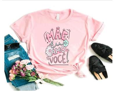 Imagem de Camiseta Feliz dia das Mães Rosa Lindo Presente Filho e Filha