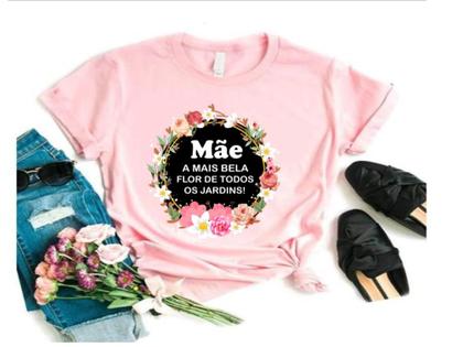 Imagem de Camiseta Feliz dia das Mães Rosa Lindo Presente Filho e Filha