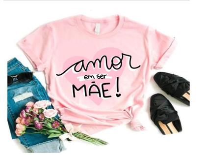 Imagem de Camiseta Feliz dia das Mães Rosa Lindo Presente Filho e Filha
