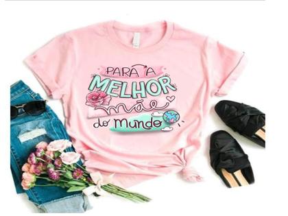 Imagem de Camiseta Feliz dia das Mães Rosa Lindo Presente Filho e Filha