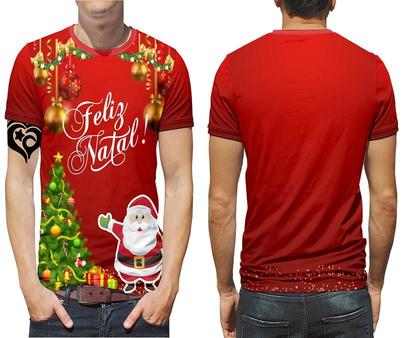 Imagem de Camiseta Feliz Natal Masculina Blusa Papai Noel Presentes E2