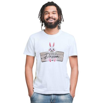 Imagem de Camiseta Feliz Páscoa Placa Camisa Personalizada Blusa Adulto Algodão com Poliéster
