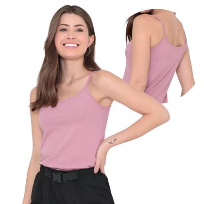 Imagem de Camiseta Feminina Alça Básica Modelagem Justa Lisa Radiosa