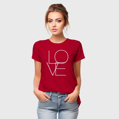 Imagem de Camiseta Feminina Algodão Gola Careca Estampa Love Casual