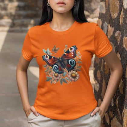 Imagem de Camiseta Feminina Baby look T-shirt Estampada Borboleta Camisa Basica Manga Curta
