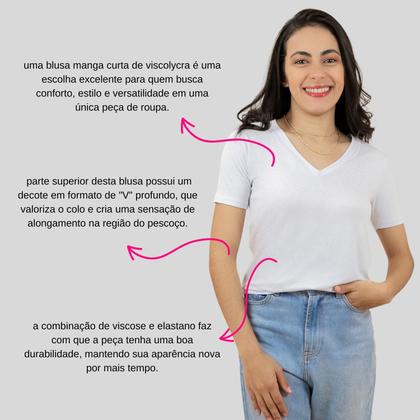 Imagem de Camiseta Feminina  Básica Manga Curta Decote V