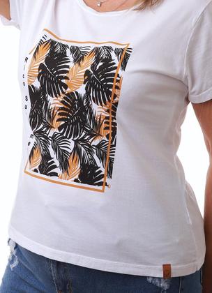 Imagem de Camiseta Feminina Branca Estampa Tropical