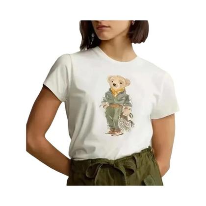 Imagem de Camiseta Feminina Divertida Com Estampa De Urso, Gola Redonda, Estilo Esportivo Casual, Tendência