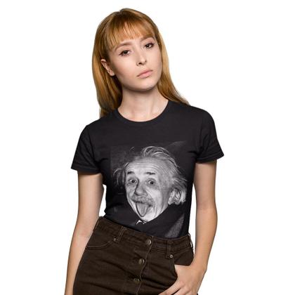 Imagem de Camiseta Feminina Einstein Língua Clássica Preta