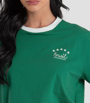 Imagem de Camiseta Feminina em Meia Malha Brasil Dianna Verde