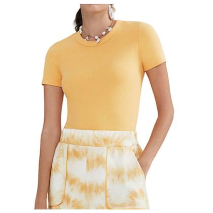 Imagem de Camiseta Feminina Hering MC Canelada Amarela - 4H31