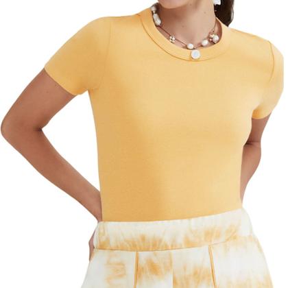 Imagem de Camiseta Feminina Hering MC Canelada Amarela - 4H31