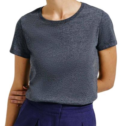 Imagem de Camiseta Feminina Hering Slim Cinza Mescla Escuro - 0241MD3E