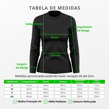 Imagem de Camiseta Feminina Manga Longa Dry Básica Lisa Proteção Solar UV Térmica Blusa Academia Esporte