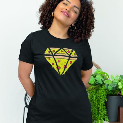 Imagem de Camiseta Feminina Pizza Diamante Amo Pizza