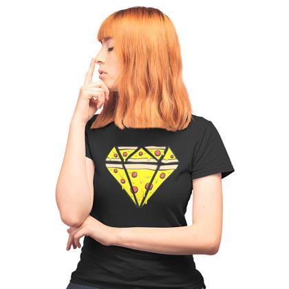 Imagem de Camiseta Feminina Pizza Diamante Amo Pizza