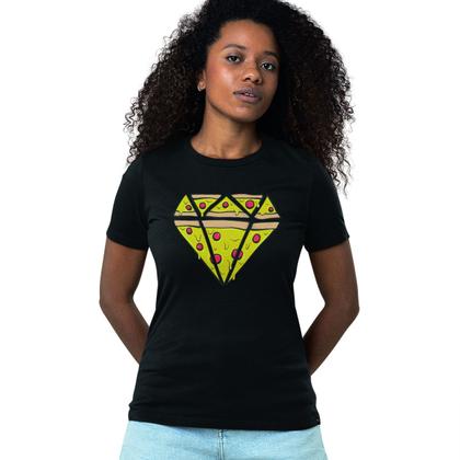 Imagem de Camiseta Feminina Pizza Diamante Amo Pizza