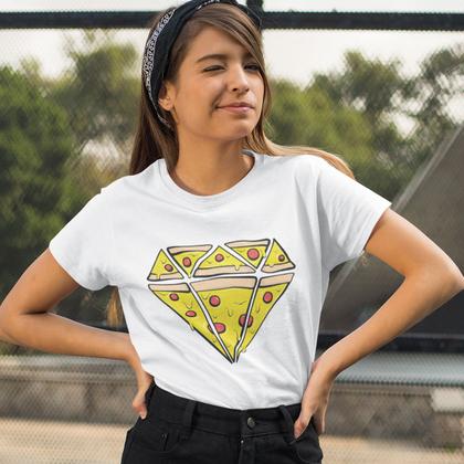 Imagem de Camiseta Feminina Pizza Diamante Amo Pizza