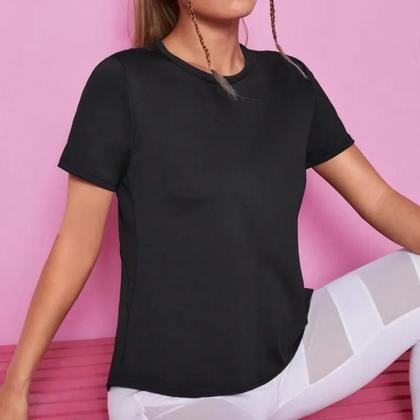 Imagem de Camiseta Feminina Sem Costura para Ioga, Fitness e Treino - Top Curto com Manga