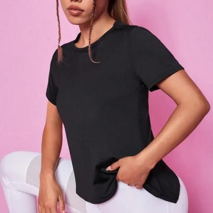 Imagem de Camiseta Feminina Sem Costura para Ioga, Fitness e Treino - Top Curto com Manga