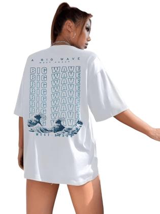 Imagem de Camiseta feminina SweatyRocks, de manga curta, grande, branca, azul