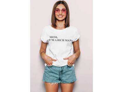 Imagem de Camiseta Feminina T-shirt Mom I'm am a rich man Branca