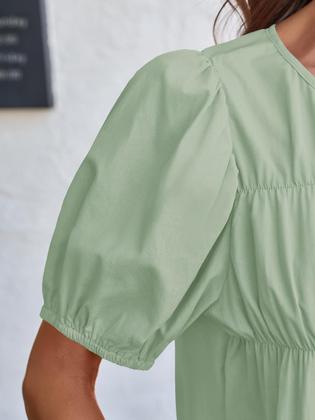 Imagem de Camiseta feminina Tankaneo de manga folhada Peplum Babydoll de algodão