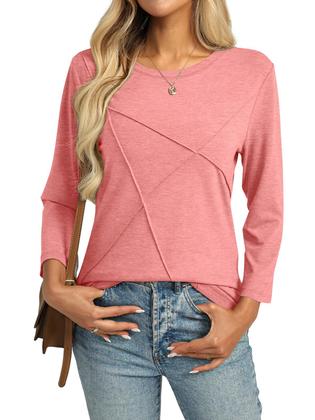 Imagem de Camiseta feminina TICTICMISS, manga 3/4, gola redonda, coral