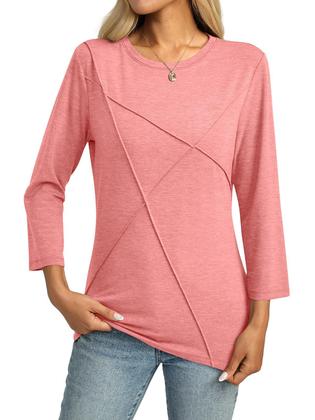 Imagem de Camiseta feminina TICTICMISS, manga 3/4, gola redonda, coral