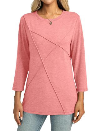 Imagem de Camiseta feminina TICTICMISS, manga 3/4, gola redonda, coral
