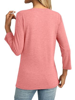 Imagem de Camiseta feminina TICTICMISS, manga 3/4, gola redonda, coral