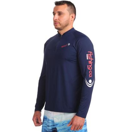 Imagem de Camiseta Fishing Co. Ziper  Proteção Upf 50+ - Cor:Marinho