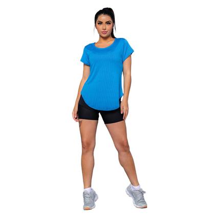 Imagem de Camiseta Fitness Feminina Para Academia Gola Redonda Microfuros Ideal Para Esportes Donna Martins