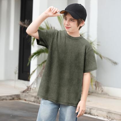 Imagem de Camiseta Fkatuzi Boys Acid Wash vintage de algodão de verão 130cm