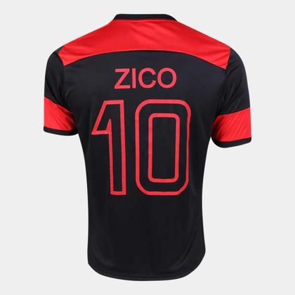 Imagem de Camiseta Flamengo Retrô Zico Masculina - Preto e Vermelho