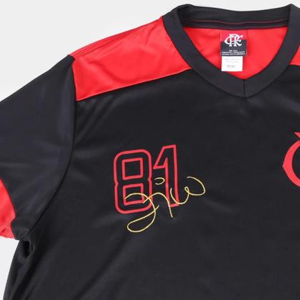 Imagem de Camiseta Flamengo Retrô Zico Masculina - Preto e Vermelho