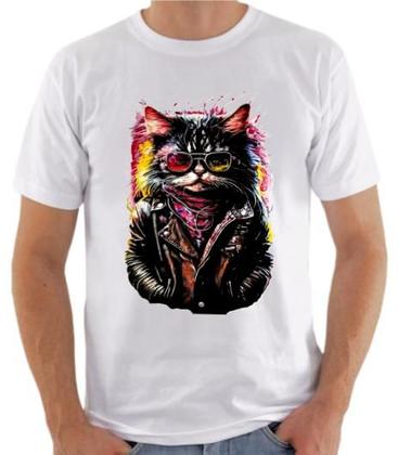 Imagem de Camiseta Gato jaqueta de couro