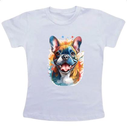 Imagem de Camiseta Infantil Bulldog frances Watercolor Arte