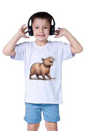 Imagem de Camiseta Infantil Capivaras Capybaras Familia Safari Estimação