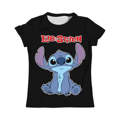 Imagem de Camiseta Infantil Disney Stitch para Meninas (3-4 anos) - Manga Curta e Secagem Rápida