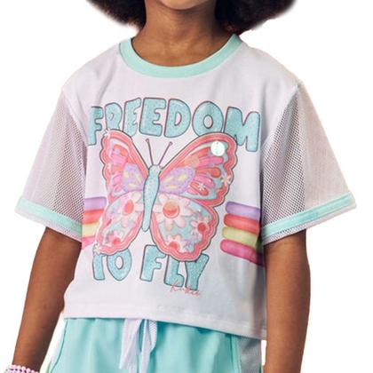 Imagem de Camiseta Infantil Feminina Kukiê Box Over Meia Malha - 74384