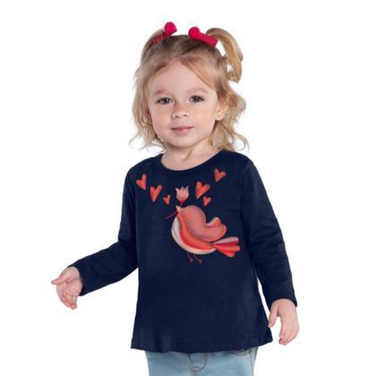 Imagem de Camiseta Infantil Feminino Manga Longa em Meia Malha Kyly