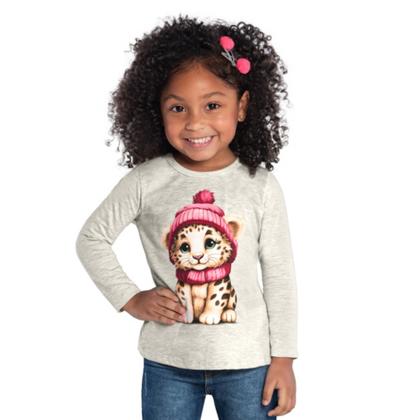 Imagem de Camiseta Infantil Feminino Manga Longa em Meia Malha Onça Kyly