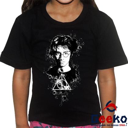 Imagem de Camiseta Infantil Harry Potter 100% Algodão Relíquias da Morte Hogwarts Geeko 01