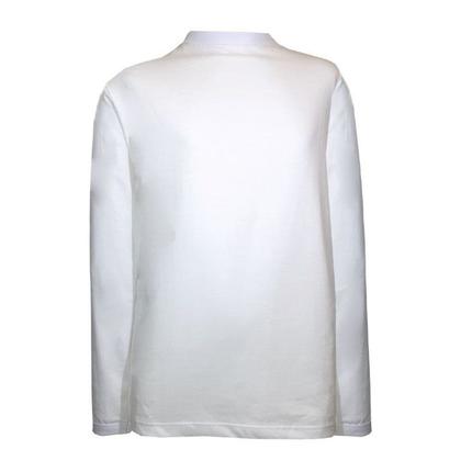 Imagem de Camiseta infantil Manga longa 4 a 8 anos Branco Puro 100 Algodão dia a dia Uniforme Escolar Passeio Verão Parques Confortável Dupla costura juvenil