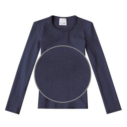 Imagem de Camiseta Infantil Manga Longa Tamanho 6 14 18 Inverno Feminina Tecido Canelado Azul - Malwee Kids