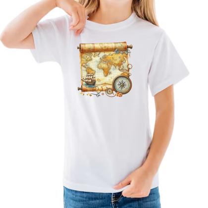 Imagem de Camiseta Infantil Mapa travel art