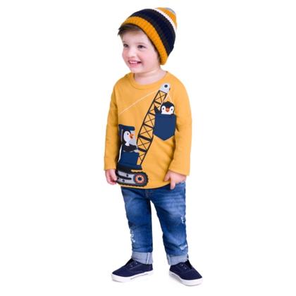 Imagem de Camiseta Infantil Masculino Manga Longa em Meia Malha Pinguim Kyly