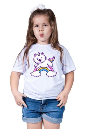 Imagem de Camiseta Infantil Menina Unicórnio Colorido Arco Iris Girl