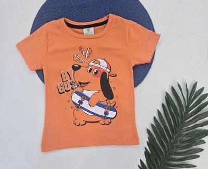 Imagem de Camiseta Infantil Menino Meia Malha Cachorrinho Feliz